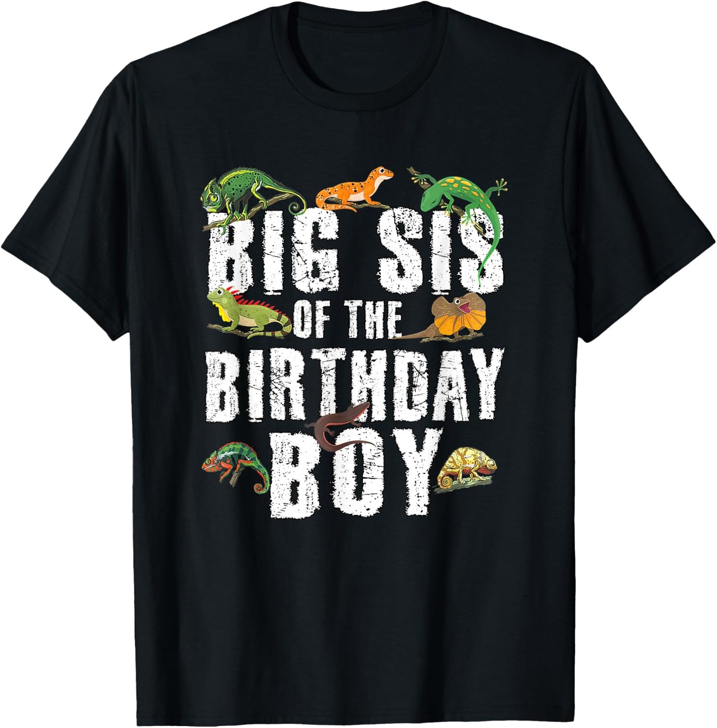 Big Sis of The Birthday Boy Reptiles Lizard Themed Party T-Shirt - T-Shirt | Black