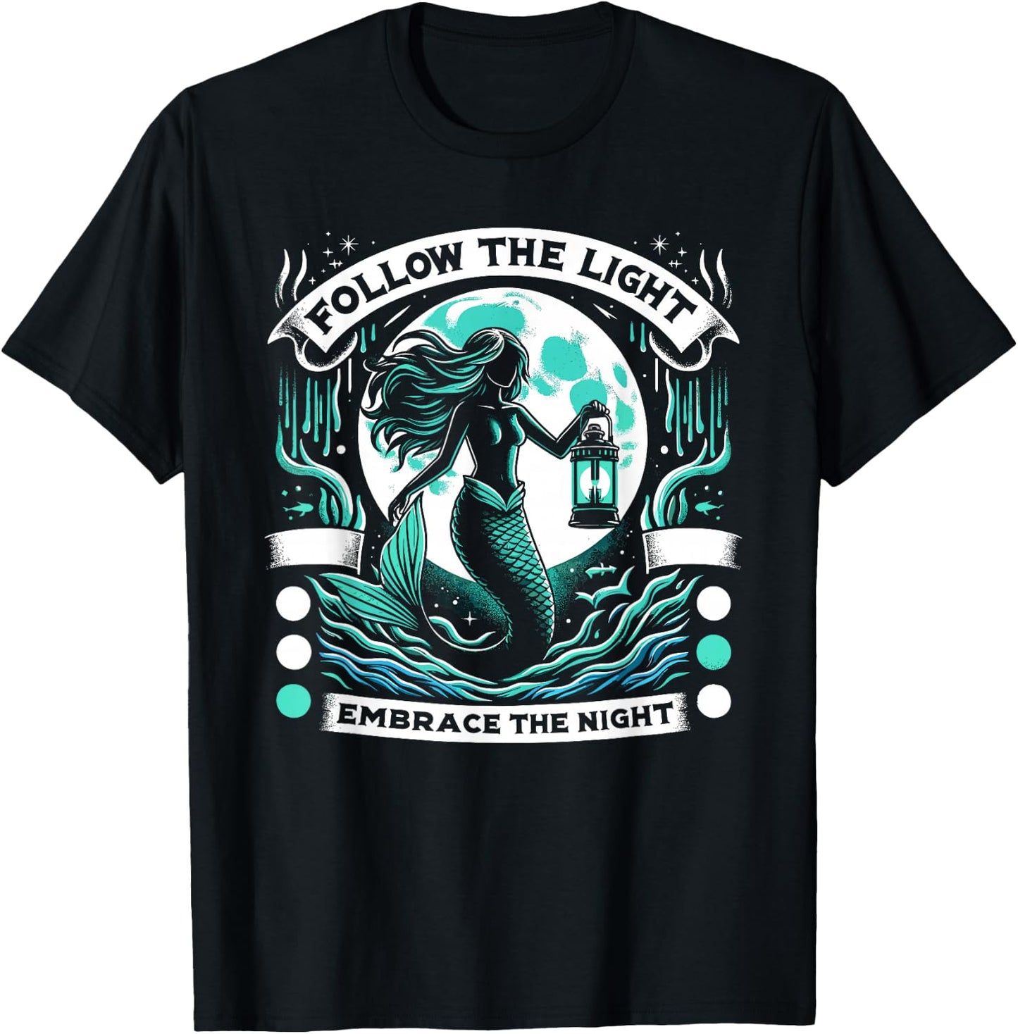 Spooky Sirens Horror Mermaid Creepy Mermaid Haunted Sea T-Shirt - T-Shirt | Black