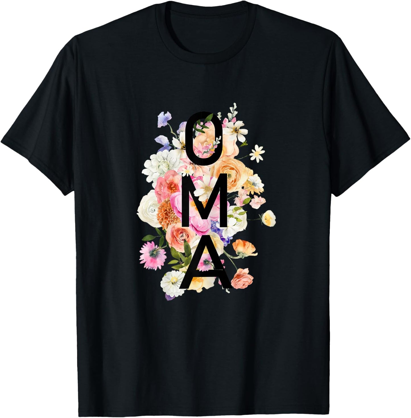 Oma Wildblumen Oma Frauen Muttertag Weihnachten T-Shirt - T-Shirt | Black