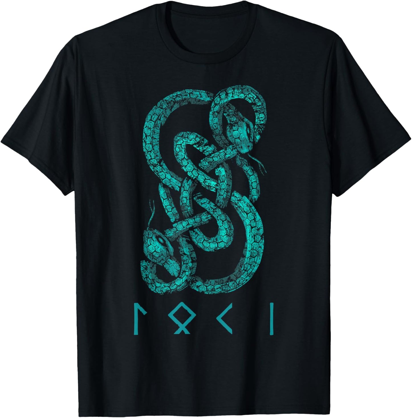 Loki Name Norse Runes And Snake Nordic Norse Mythology T-Shirt - T-Shirt | Black