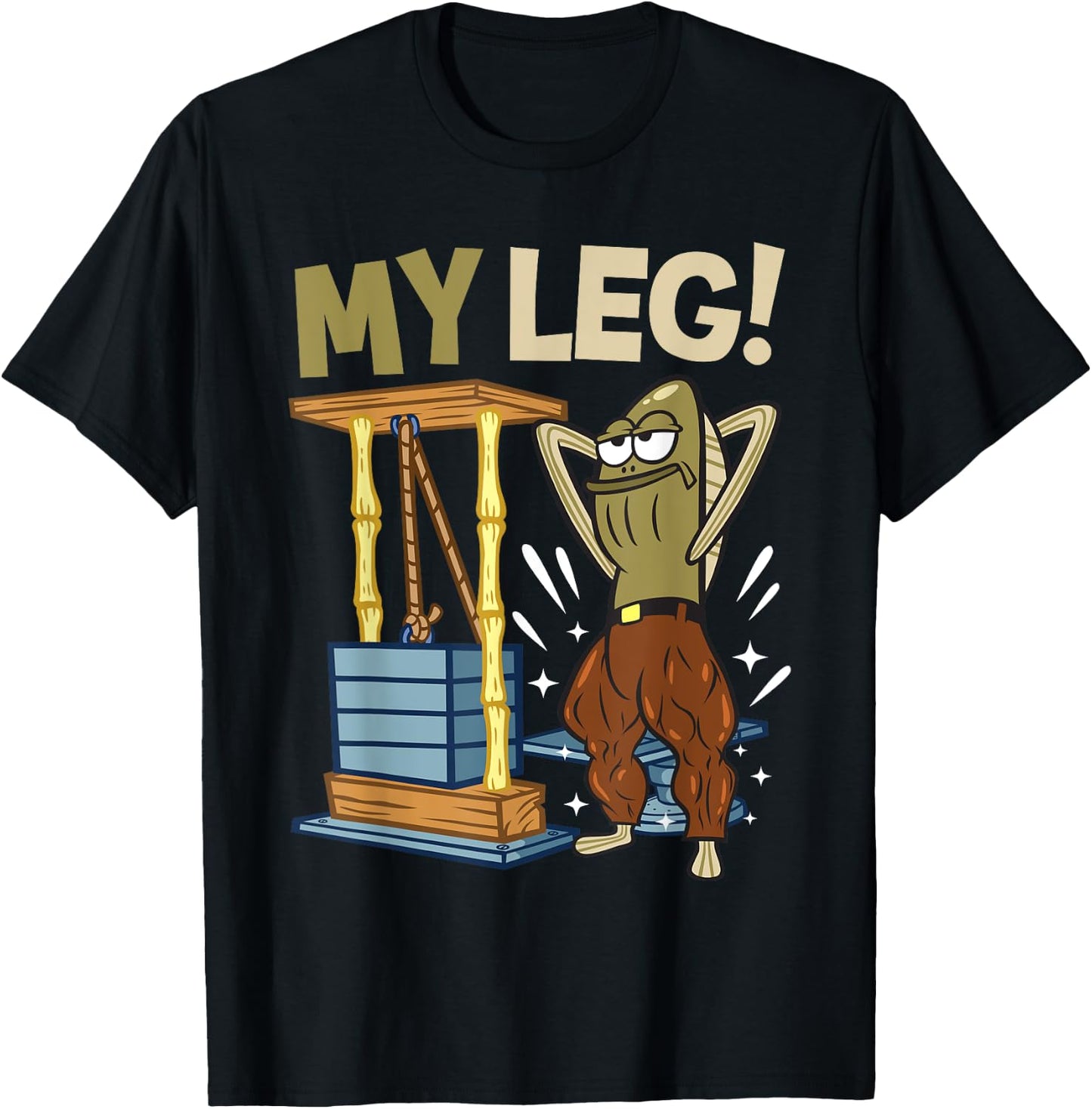 Mademark x SpongeBob SquarePants - My leg Body Building Funny SpongeBob Inside Joke Legs Day T-Shirt - T-Shirt | Black