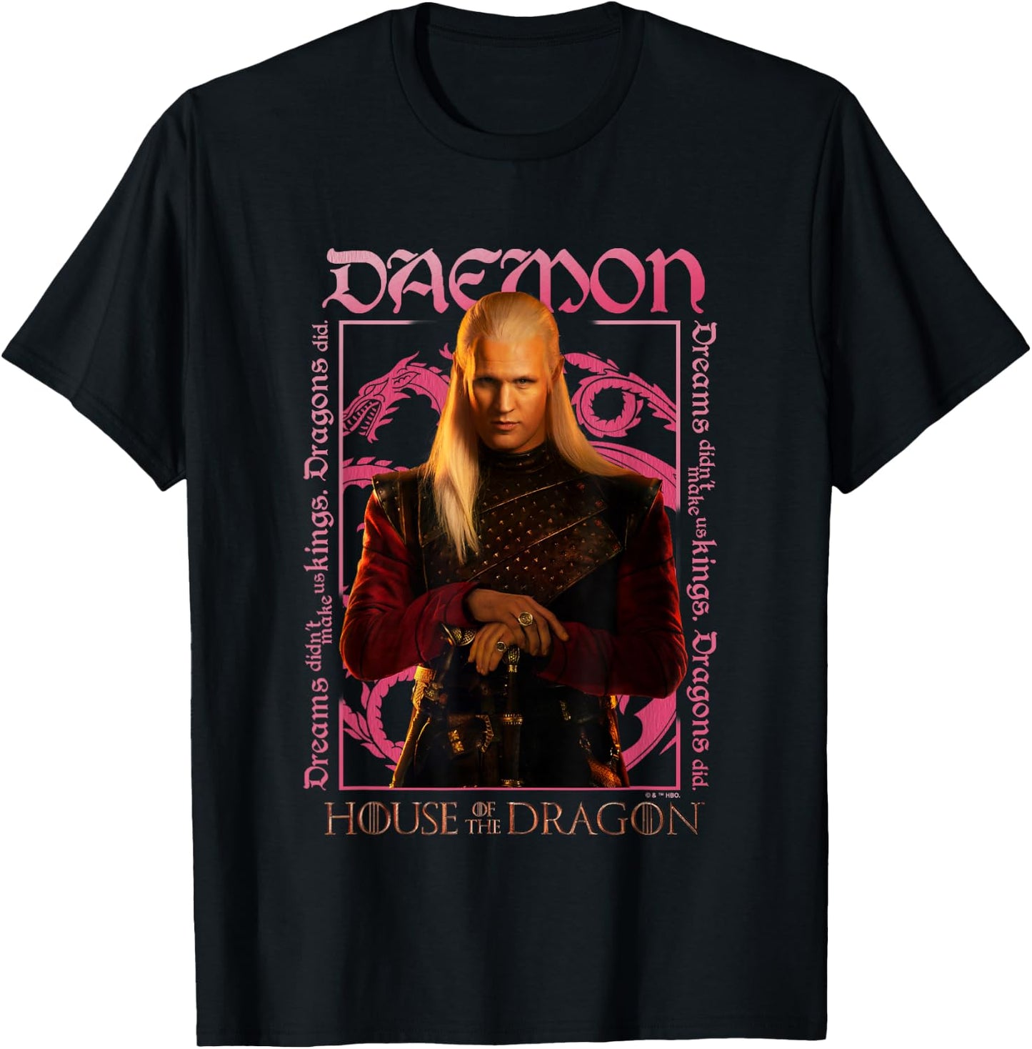 House of the Dragon Daemon Targaryen Fire And Blood Poster T-Shirt - T-Shirt | Black