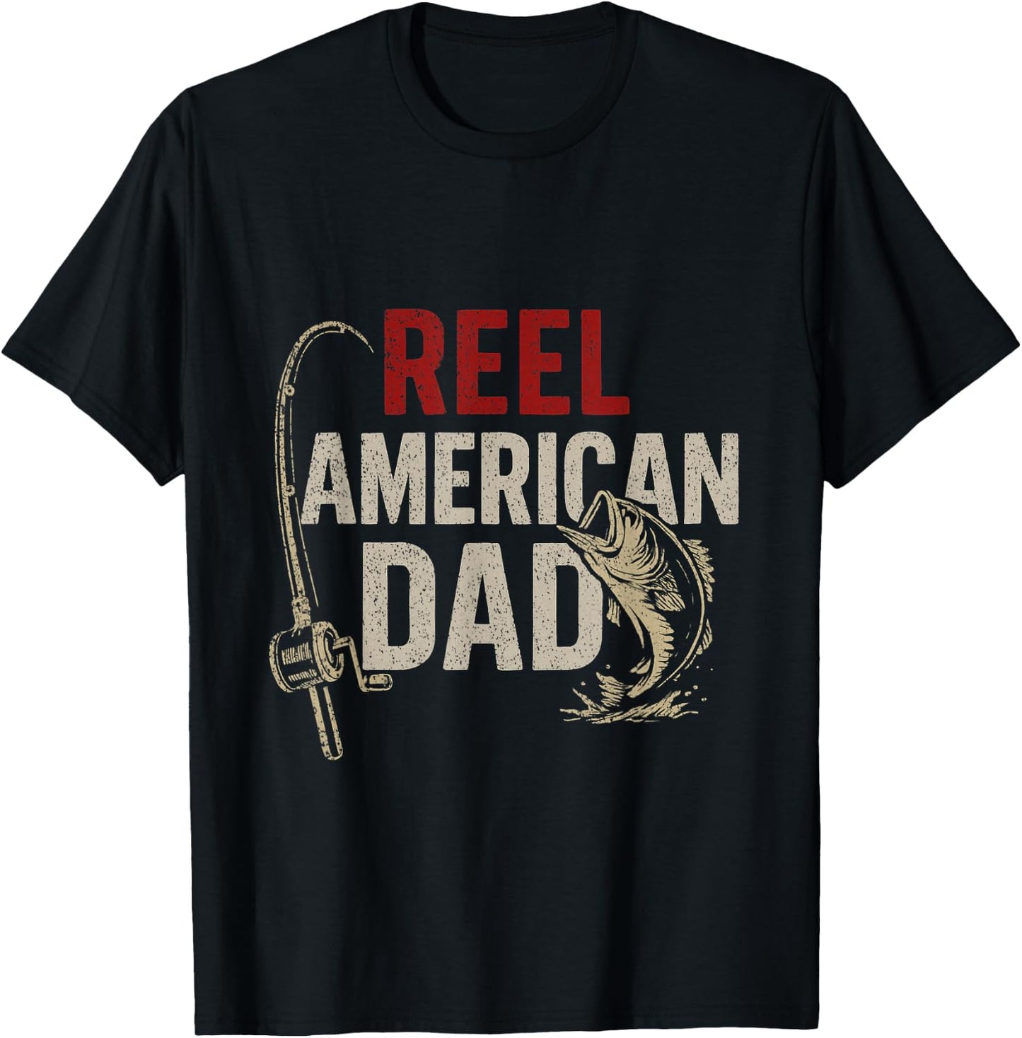 Funny Fisherman Vintage Reel American Dad T-Shirt - T-Shirt | Black