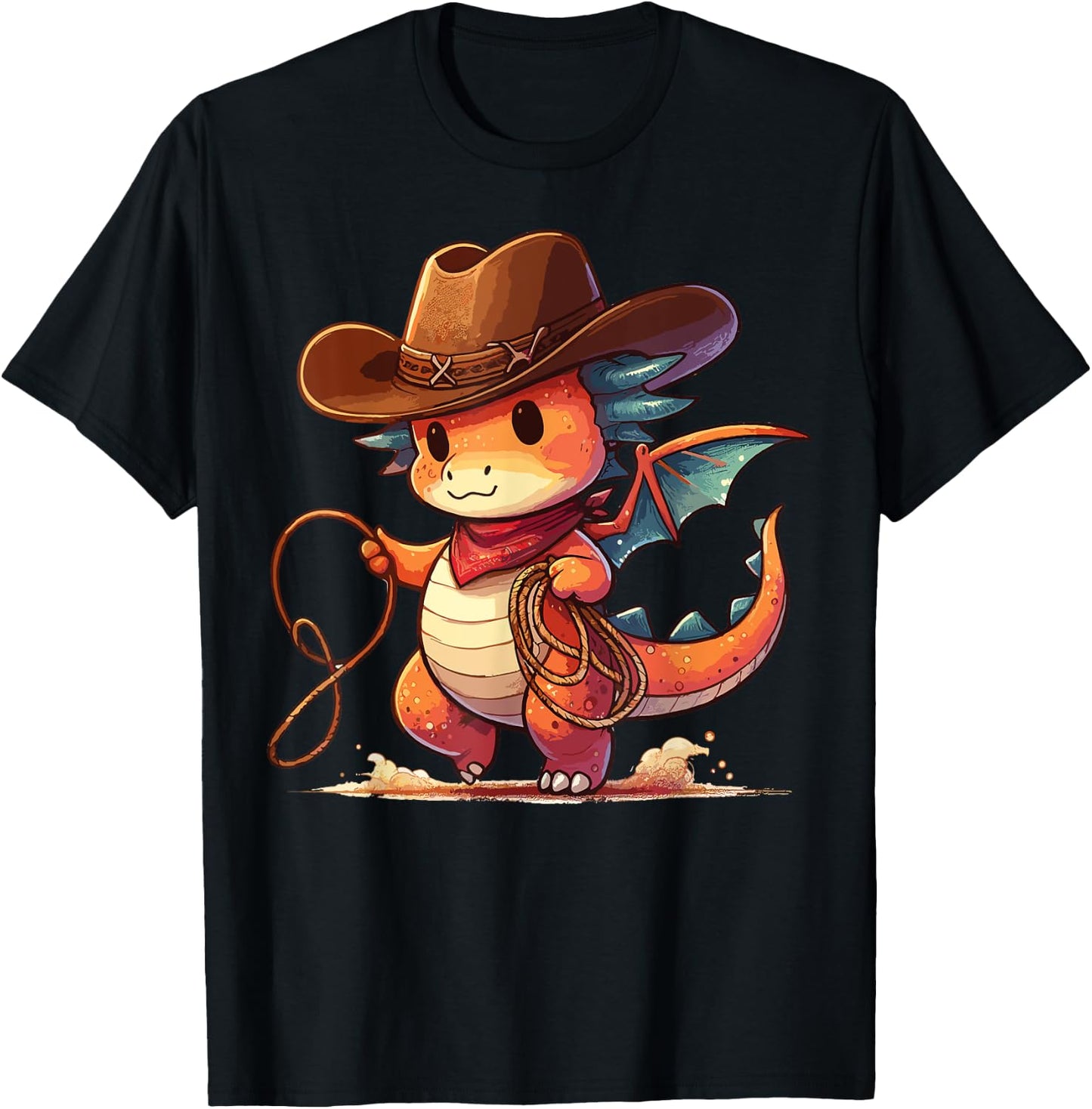 Western Rodeo Cowboy Hat Dragon Texas Animals T-Shirt - T-Shirt | Black