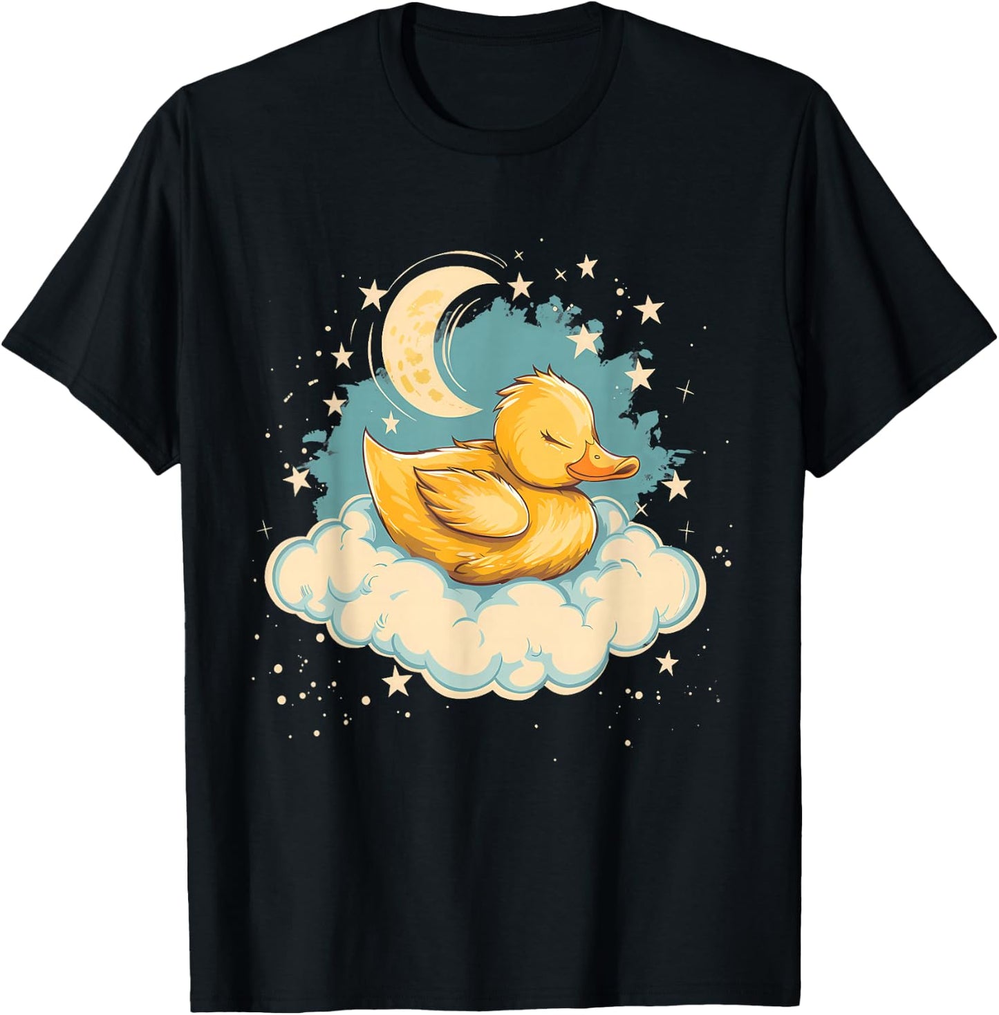 Sleeping Duck Sleepy Animal Napping Moon Duck Lover T-Shirt - T-Shirt | Black