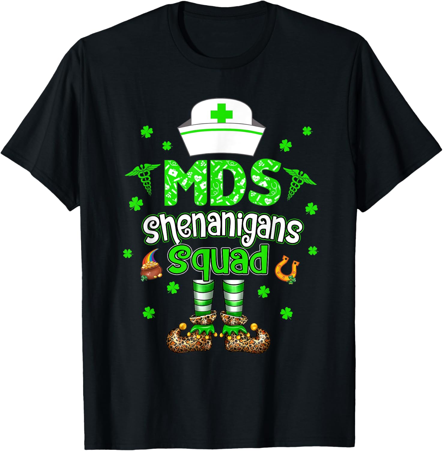 MDS Shenanigans Squad Family Group Nurse St Patricks Day T-Shirt - T-Shirt | Black