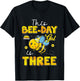 This Bee-Day Girl Is Three 3 Years Old 3rd Birthday Toddler T-Shirt - T-Shirt | Black
