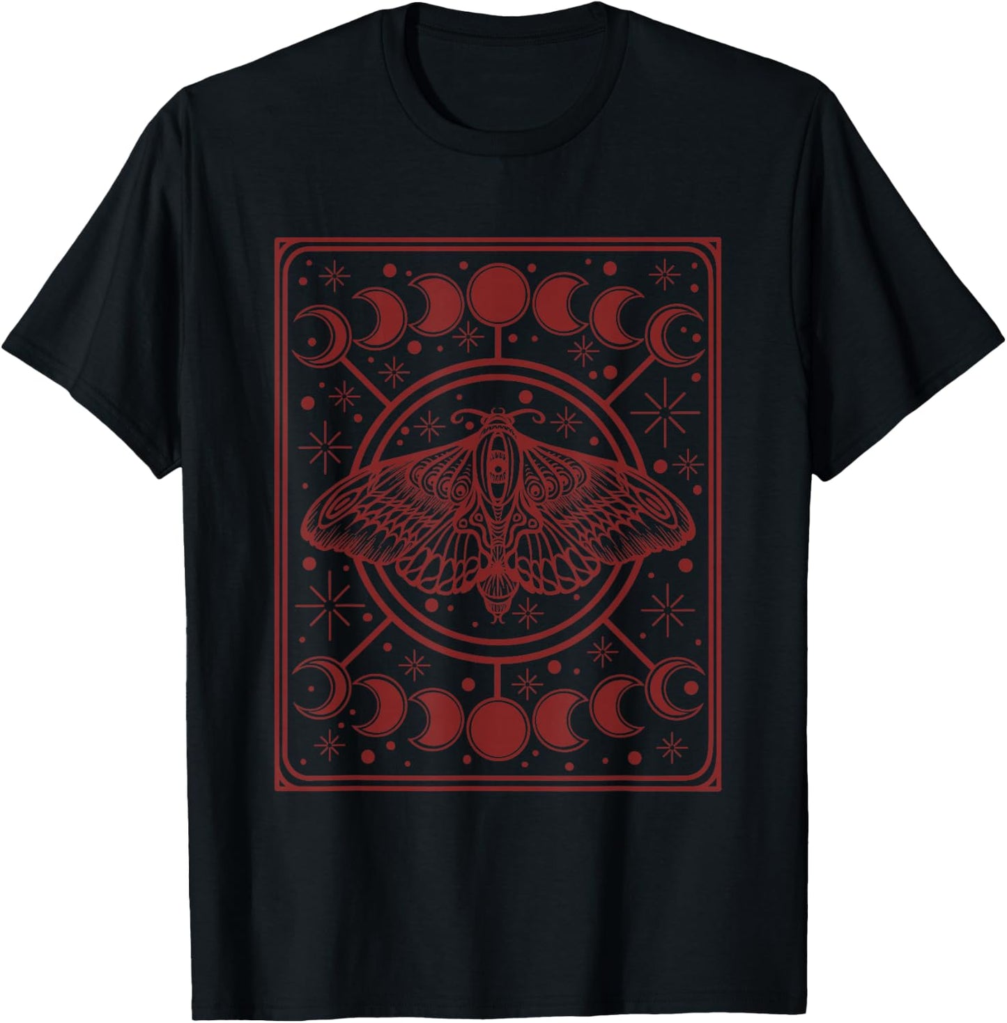 Tarot Card Witchcraft Y2K Mall Gothic Moth Moon Phases , black T-Shirt - T-Shirt | Black