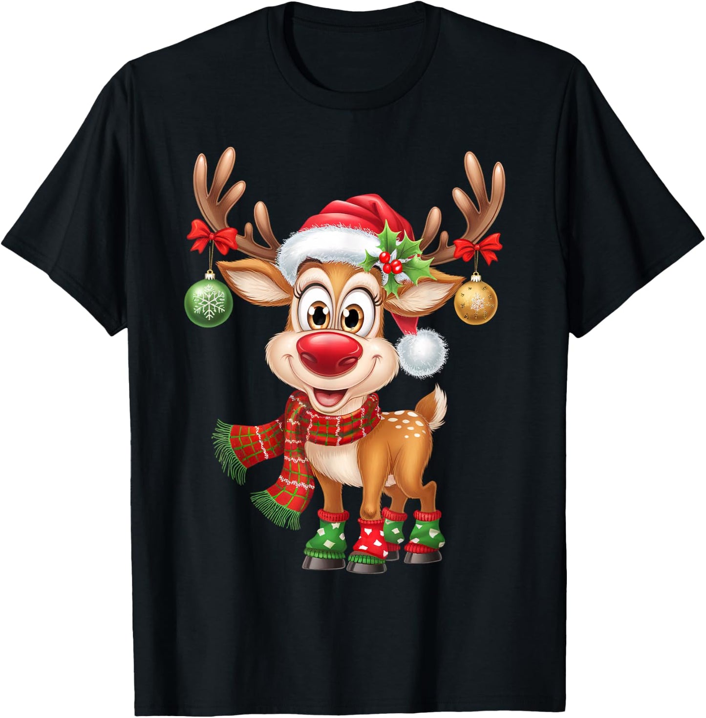 Christmas Reindeer Rudolph Funny Gift , black T-Shirt - T-Shirt | Black