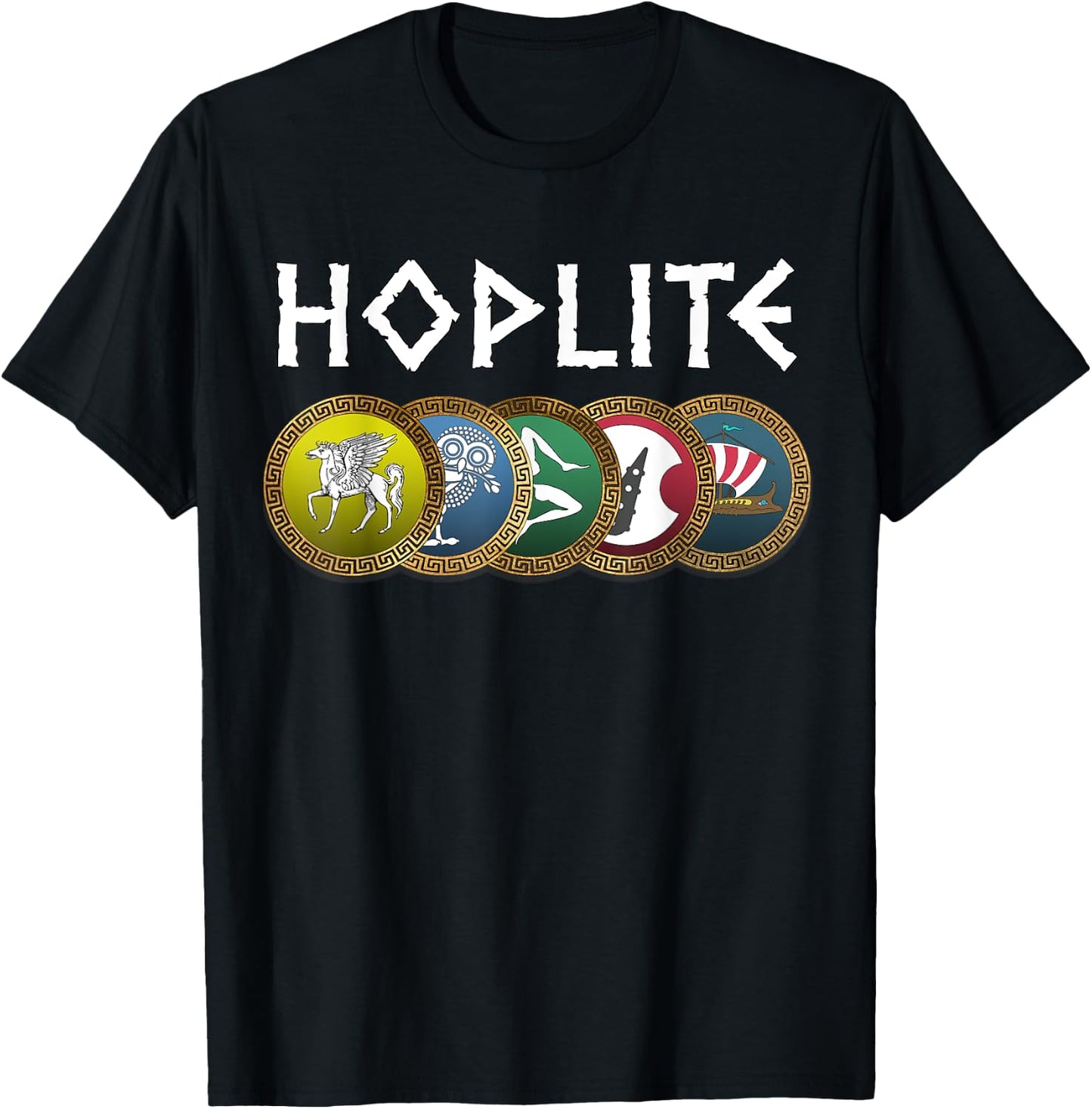 Hopliten-Phalanx Altgriechische Hopliten-Schilde T-Shirt - T-Shirt | Black