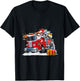 Firefighter Santa Fireman Driving Fire Truck Merry Christmas T-Shirt - T-Shirt | Black