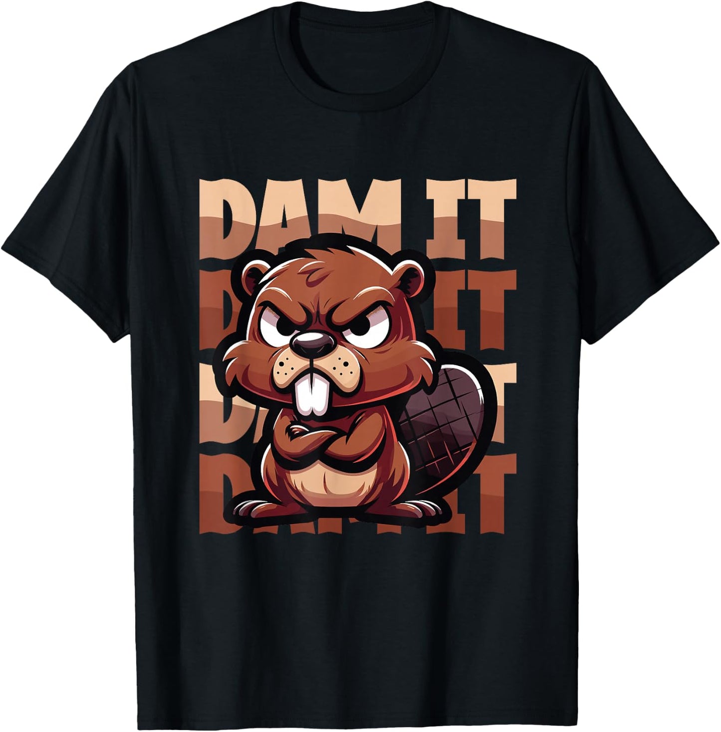 Dam It Angry Beaver Pun T-Shirt - T-Shirt | Black