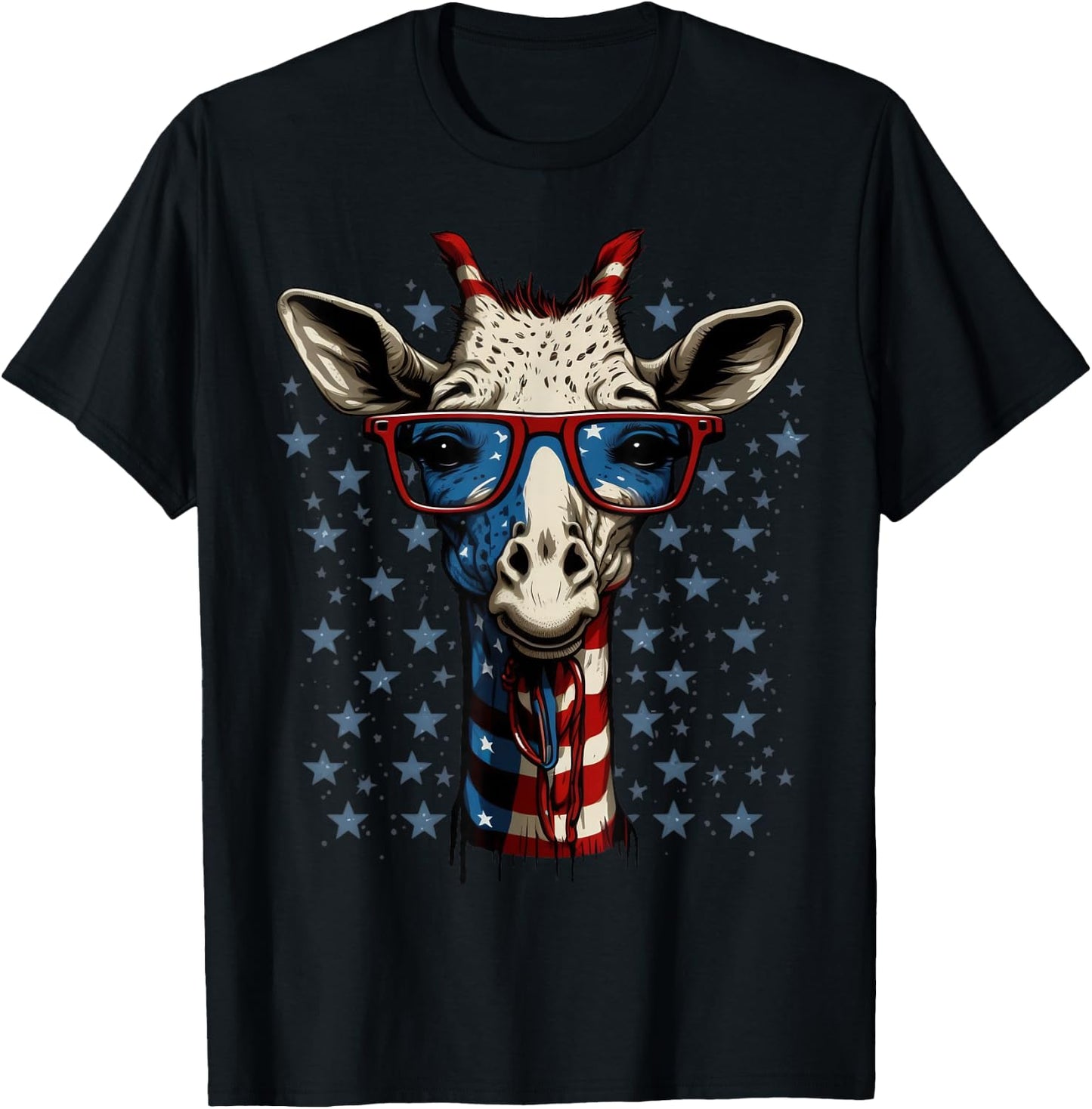 USA 4th Of July Giraffe on Patriotic American Giraffe Kids Men T-Shirt - T-Shirt | Black