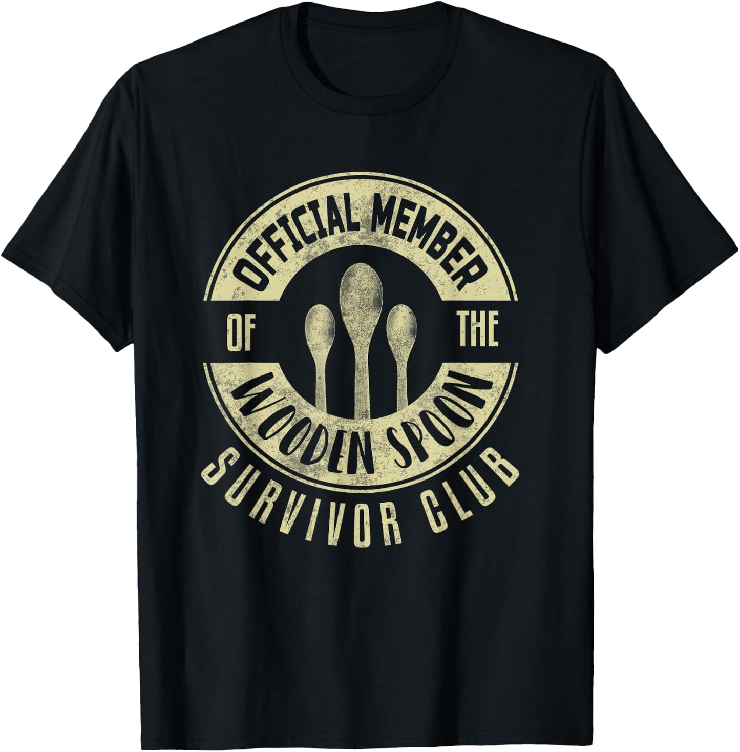 Funny Retro Vintage Wooden Spoon Survivor T-Shirt - T-Shirt | Black