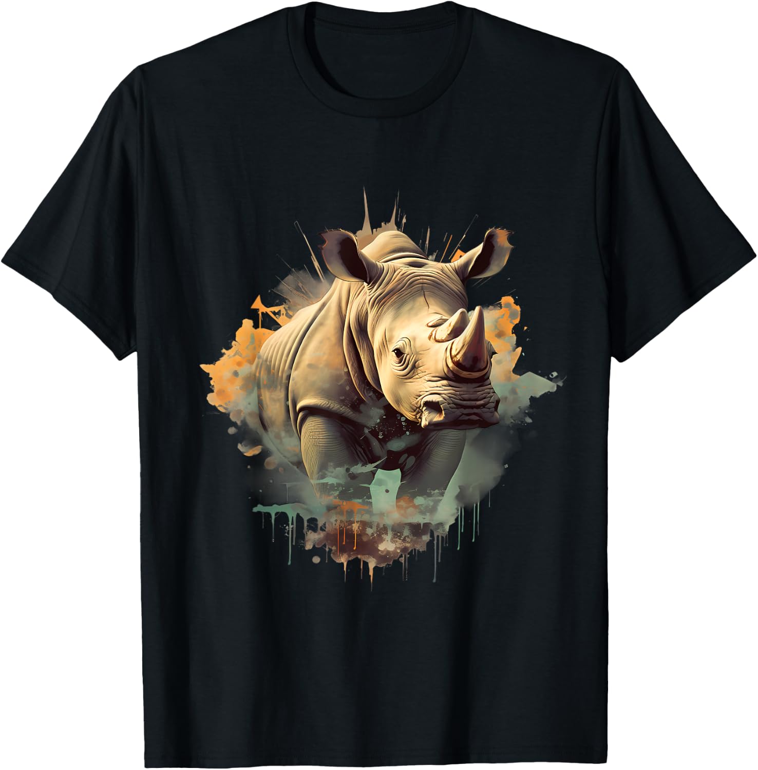 Rhino Savanna Animal Art Rhinoceros Wildlife Motif Nature T-Shirt - T-Shirt | Black