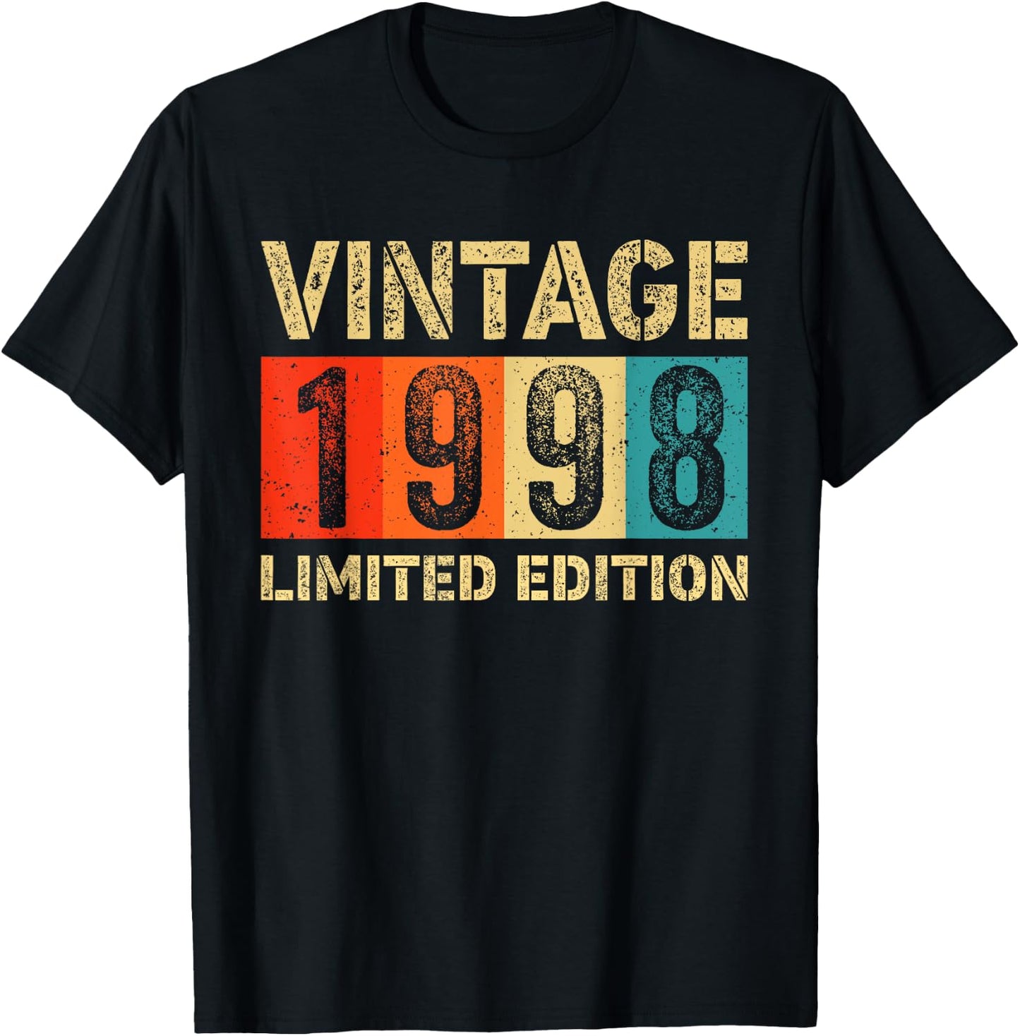 Vintage 1998 Limited Edition Made Or Born In 1998 Birthday T-Shirt - T-Shirt | Black