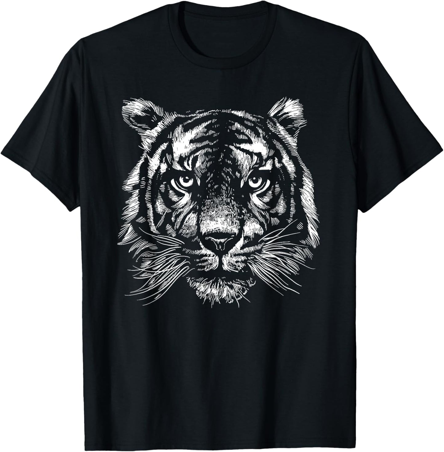 Tiger Tiger Head Big Cat Men's Women's Children's Boys Girls , black, s T-Shirt - T-Shirt | Black