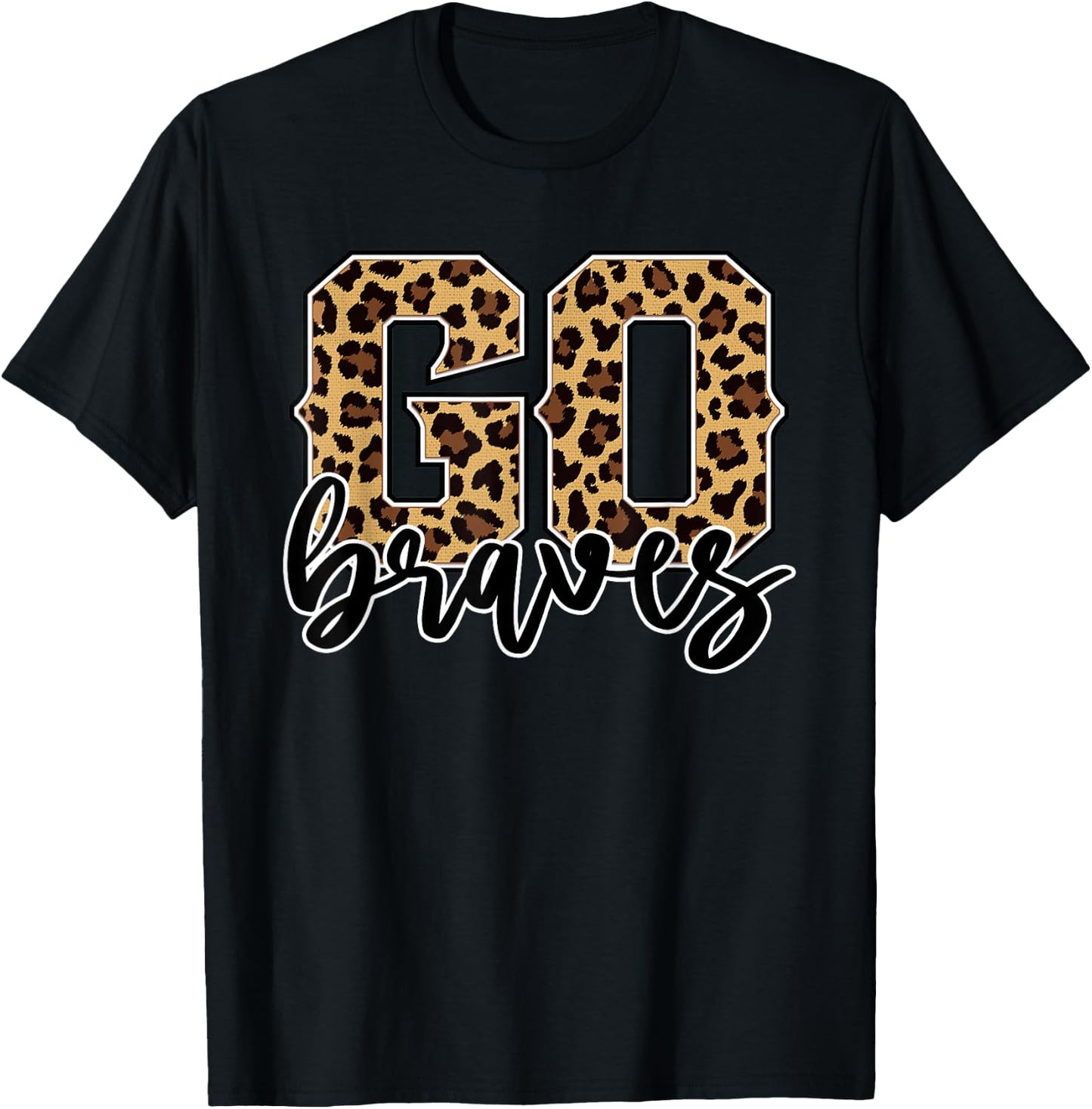 Braves Go Braves Leopard Print Cheetah Graphic T-Shirt - T-Shirt | Black