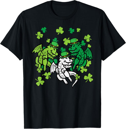 St Patricks Day Irish Dragons Saint Paddys Men Women Kids T-Shirt - T-Shirt | Black