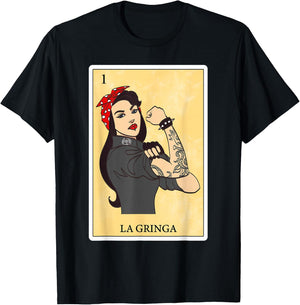 Funny Spanish-Mexican Bingo Gifts for La Gringa - La Gringa T-Shirt - T-Shirt | Black