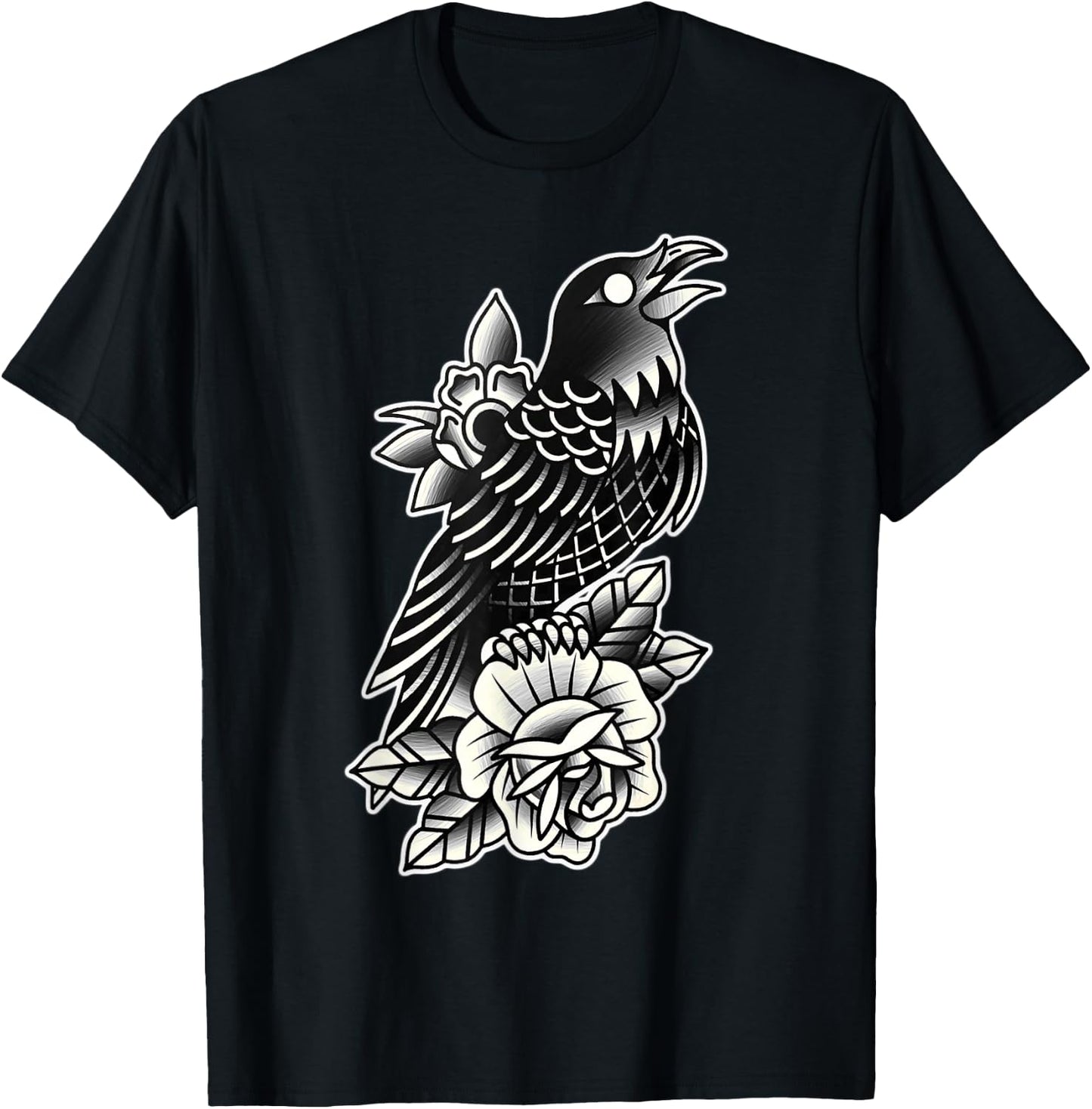 Raven Rose Tattoo T-Shirt - T-Shirt | Black
