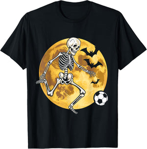 Soccer Skeleton Halloween Men Boys Soccer Player T-Shirt - T-Shirt | Black