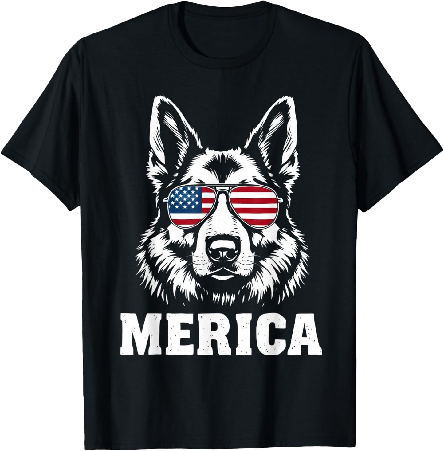 American Flag Merica german shepherd 4th Of July kids women T-Shirt - T-Shirt | Black