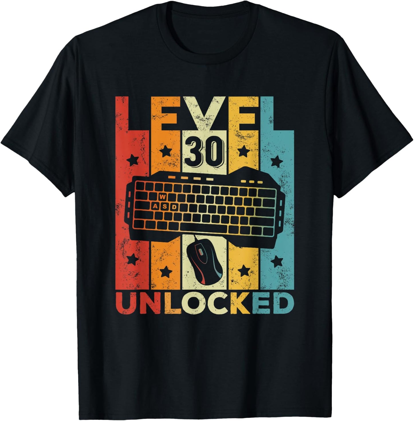 Level 30 Unlocked Gaming Keyboard 30th Birthday Men Women T-Shirt - T-Shirt | Black