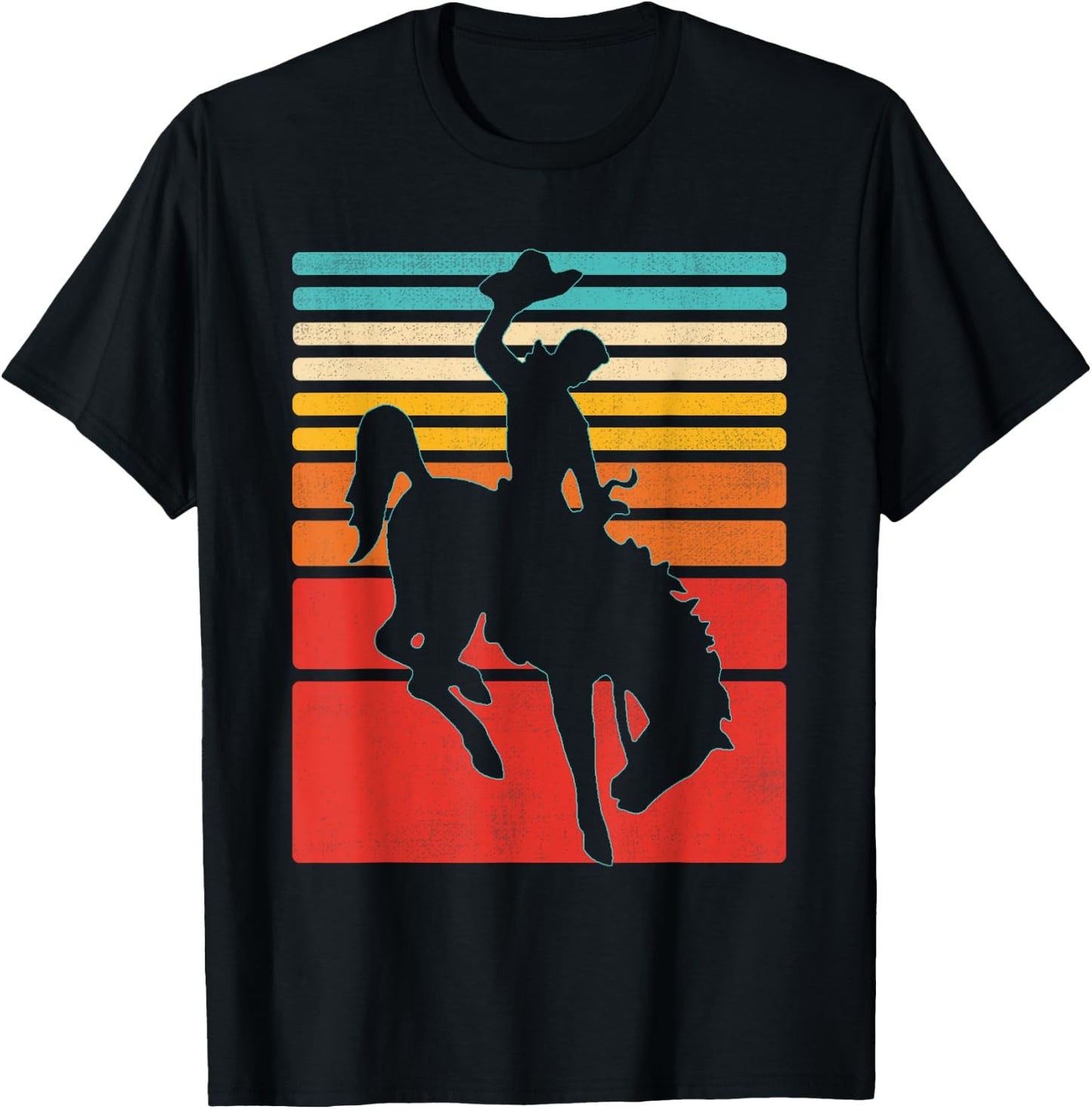 Rodeo Bucking Bronco Horse Retro Style T-Shirt - T-Shirt | Black