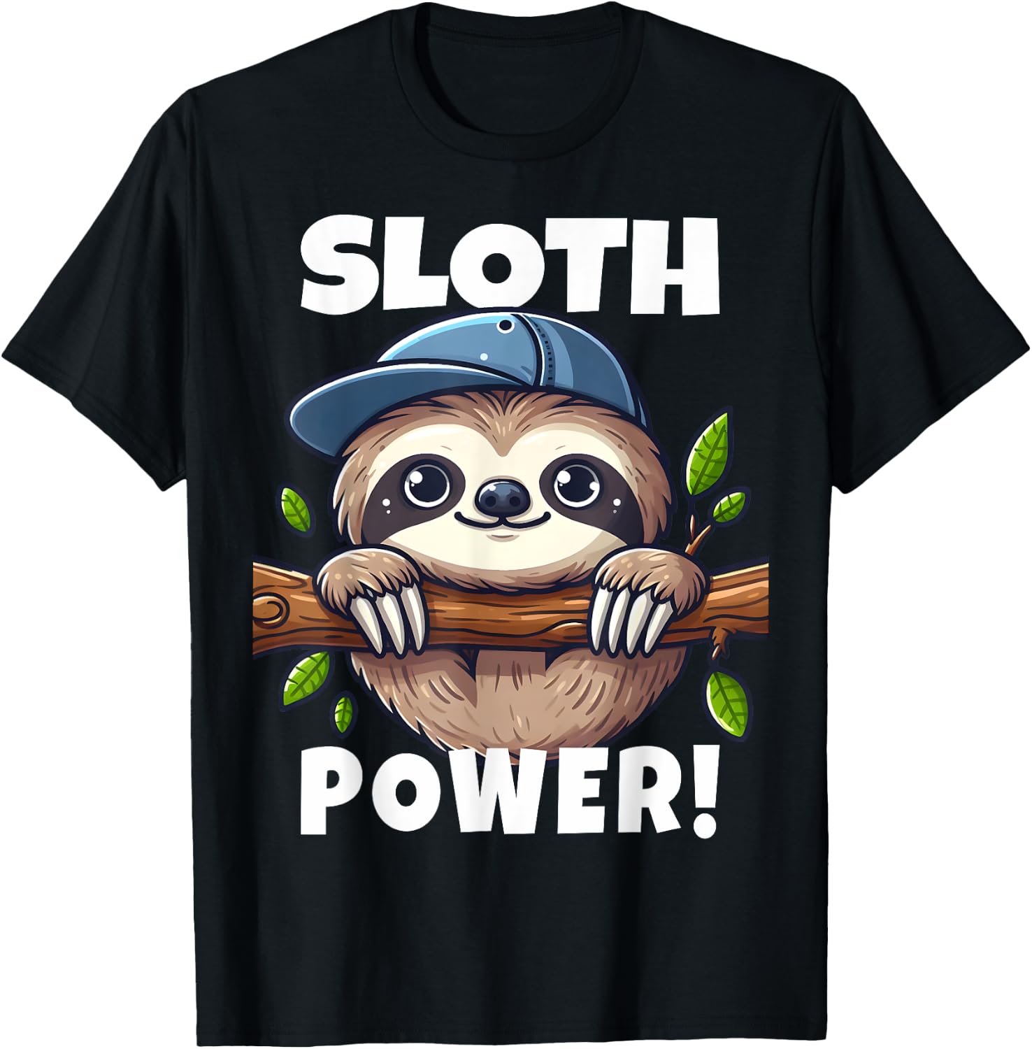 Sloth Power Sloth Hangs From Branch I Cheerful Sloth T-Shirt - T-Shirt | Black