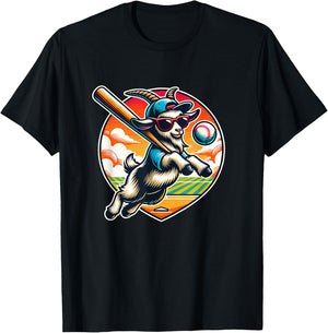 Goat Baseball Player Cool Sports Fan Art T-Shirt - T-Shirt | Black