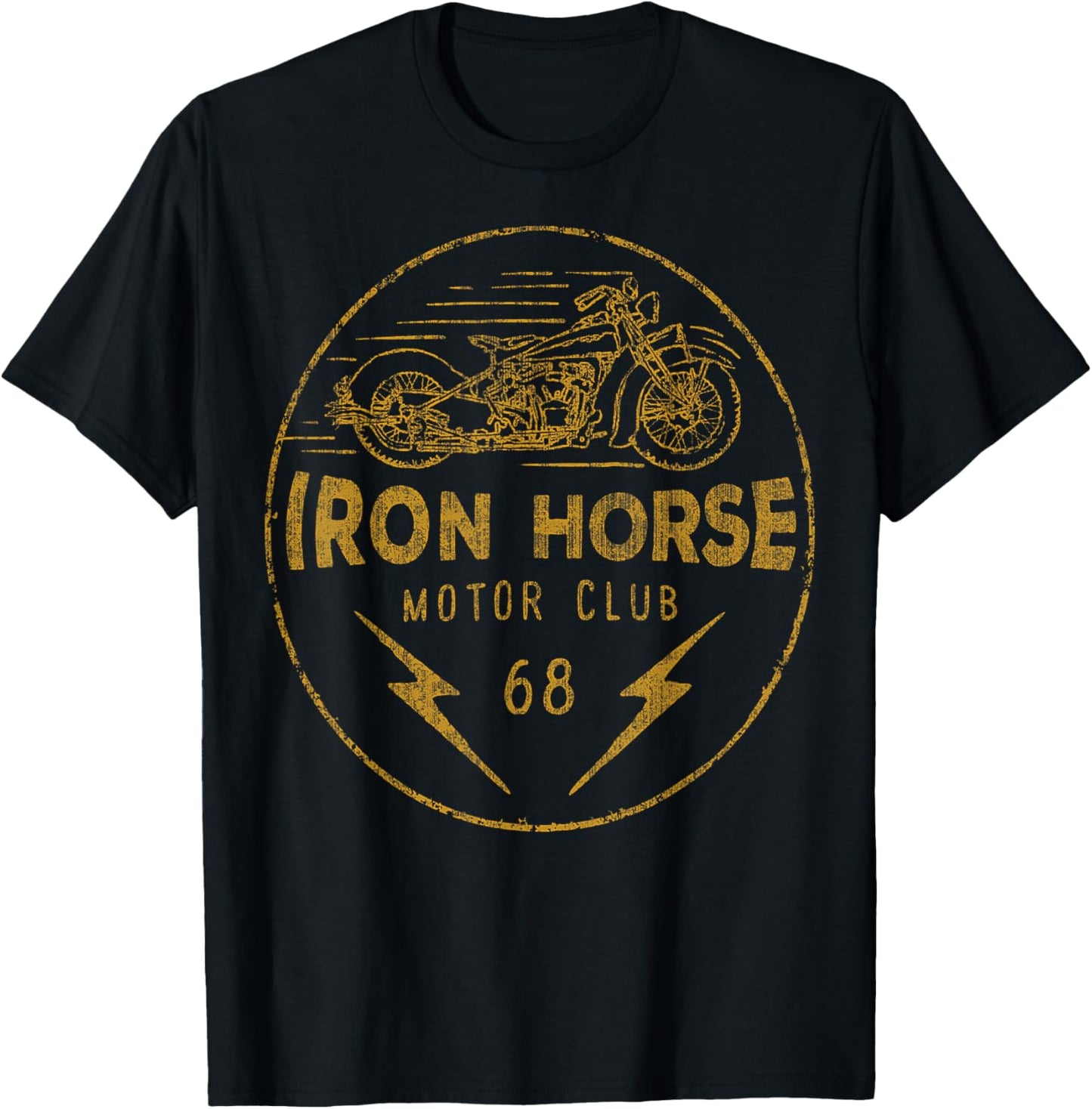 Iron Horse Motor Club '68 Gold Vintage T-Shirt - T-Shirt | Black