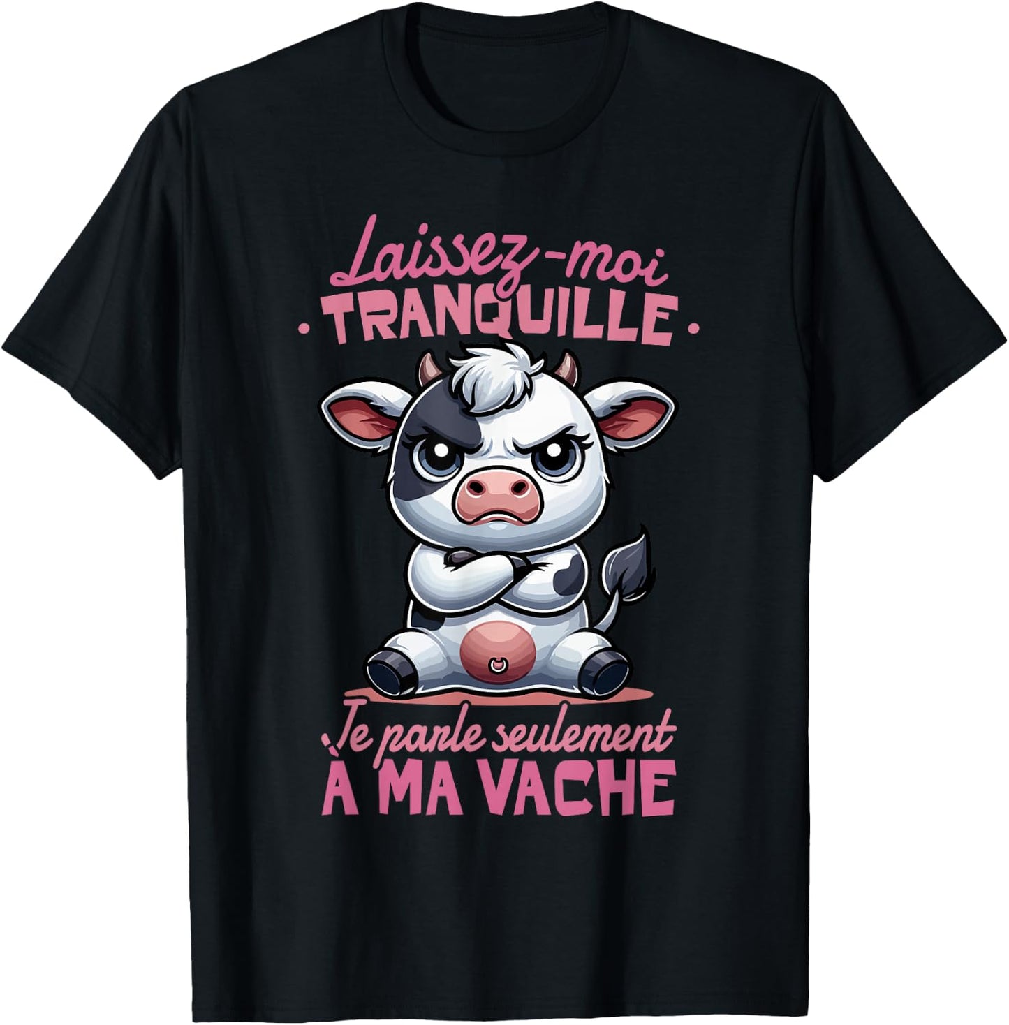 Funny Cow Woman Girl Child Je Parle à ma Vache , Black, S T-Shirt - T-Shirt | Black