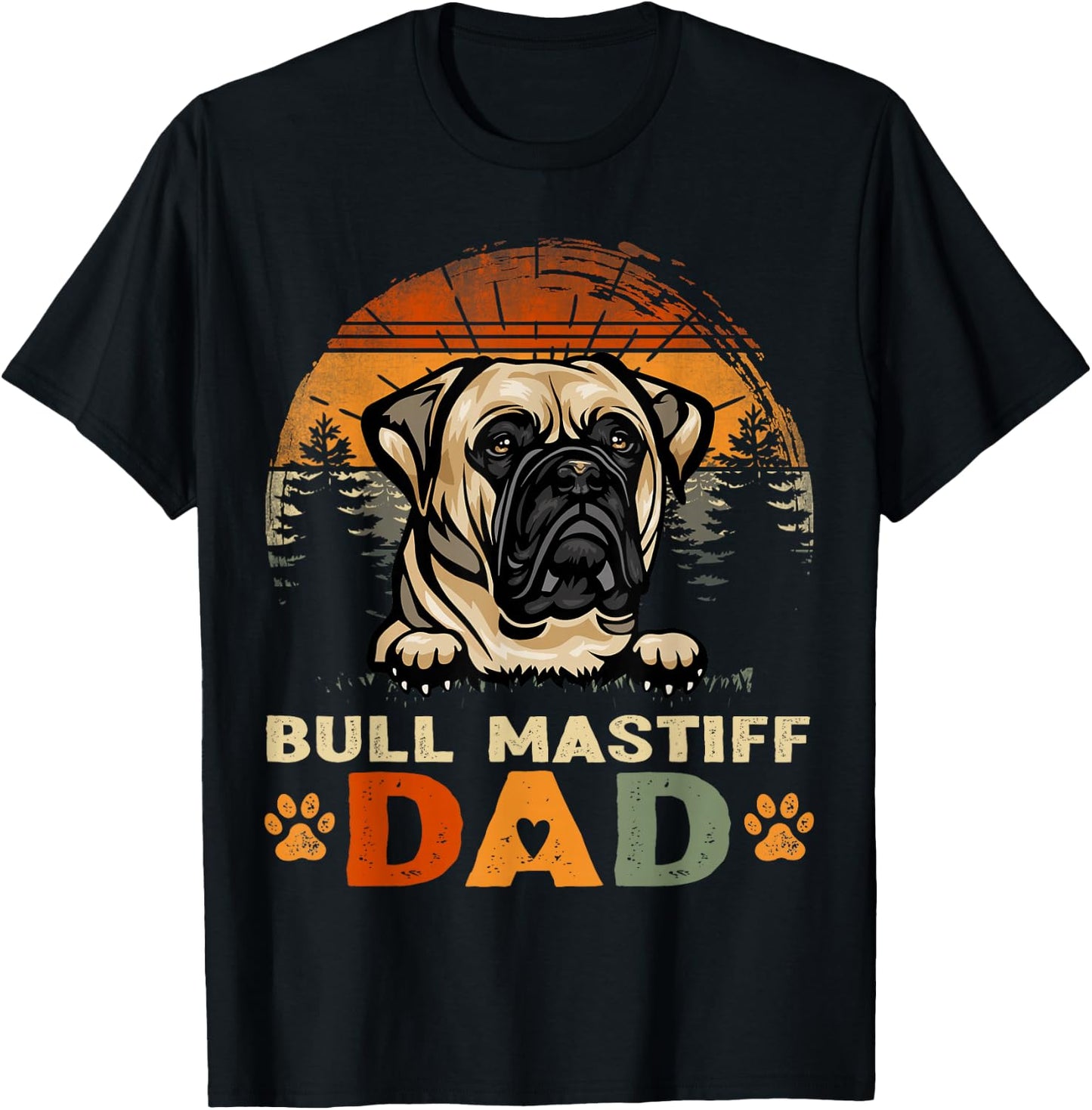 Bull Mastiff Dog Dad Vintage Retro Father's Day T-Shirt - T-Shirt | Black
