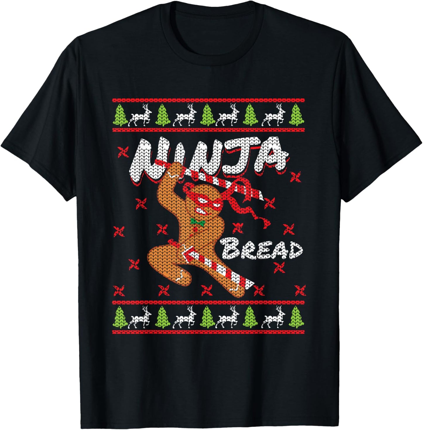 Ninjabread Man Gingerbread Ninja Ginjas Gift Ugly Christmas T-Shirt - T-Shirt | Black