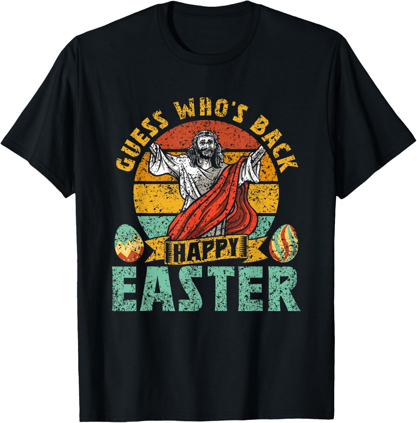 Guess Who's Back Happy Easter Egg Bunny T-Shirt - T-Shirt | Black