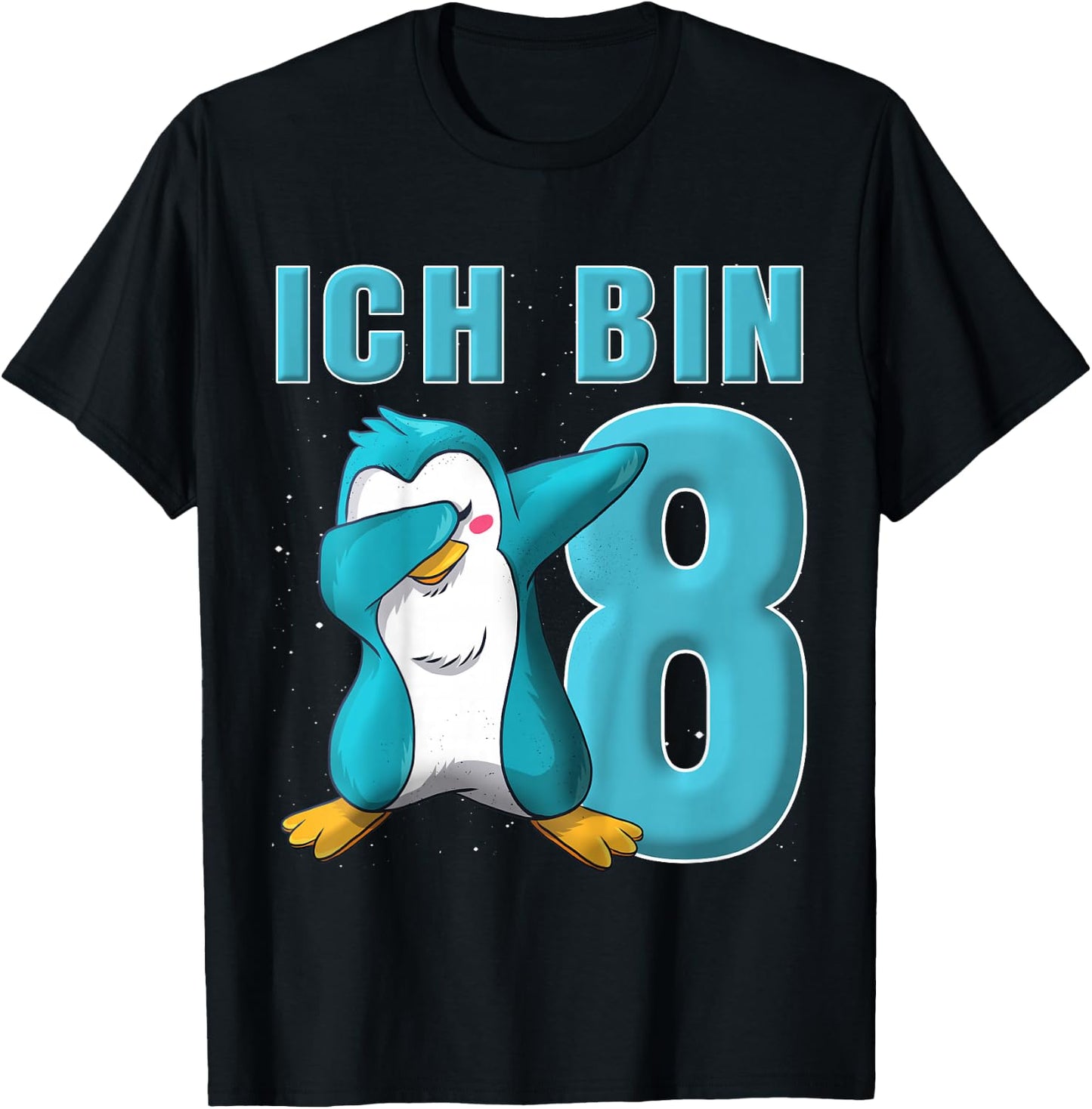 Children's Penguin 8 Years Boys Girls Penguin 8 Birthday , black, 80 T-Shirt - T-Shirt | Black