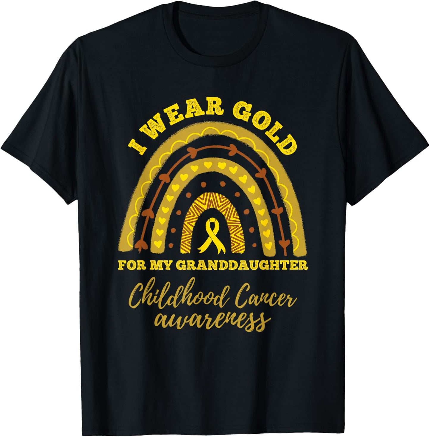I Wear Gold For My Granddaughter Childhood Cancer Awareness T-Shirt - T-Shirt | Black