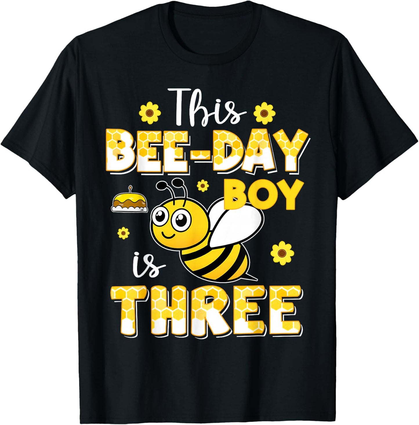 This Bee-Day Boy Is Three 3 Years Old 3rd Birthday Bumble T-Shirt - T-Shirt | Black