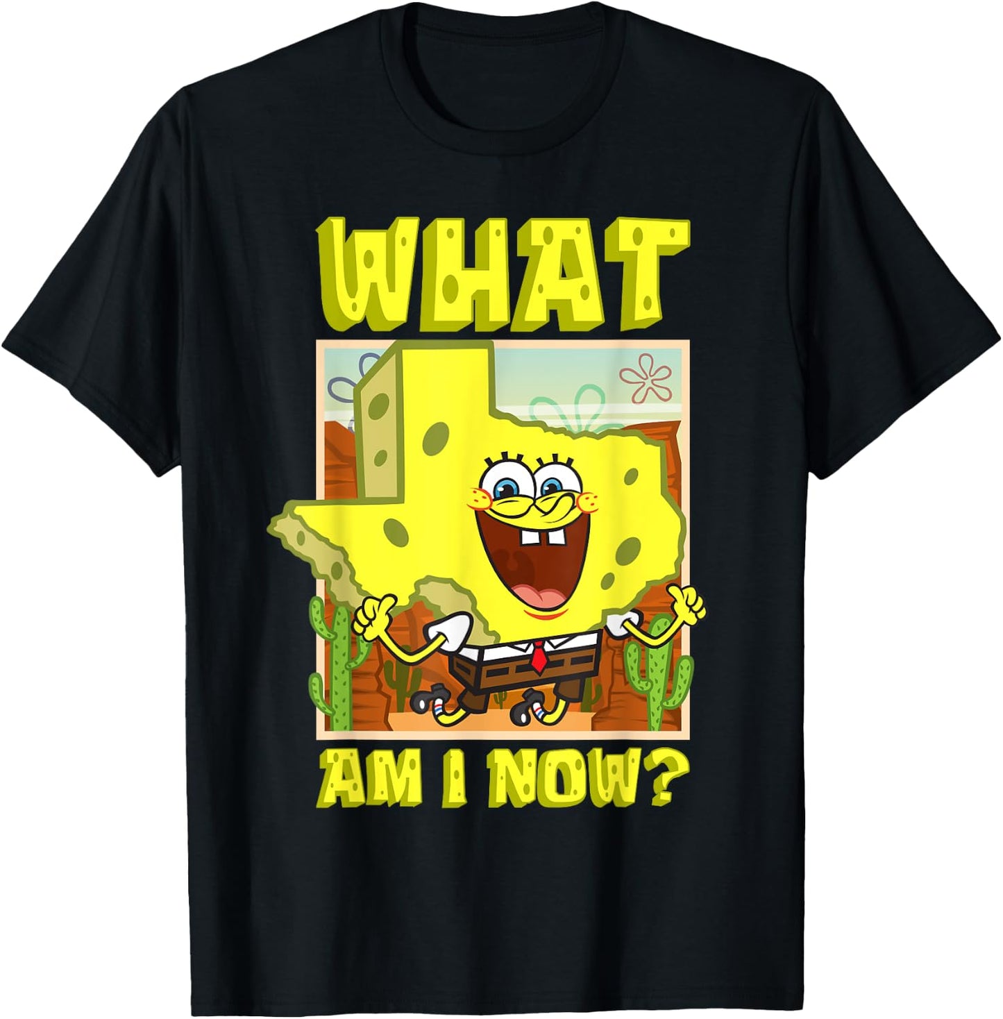 Mademark x SpongeBob SquarePants - SpongeBob Texas Map What Am I Texan SpongeBob T-Shirt - T-Shirt | Black