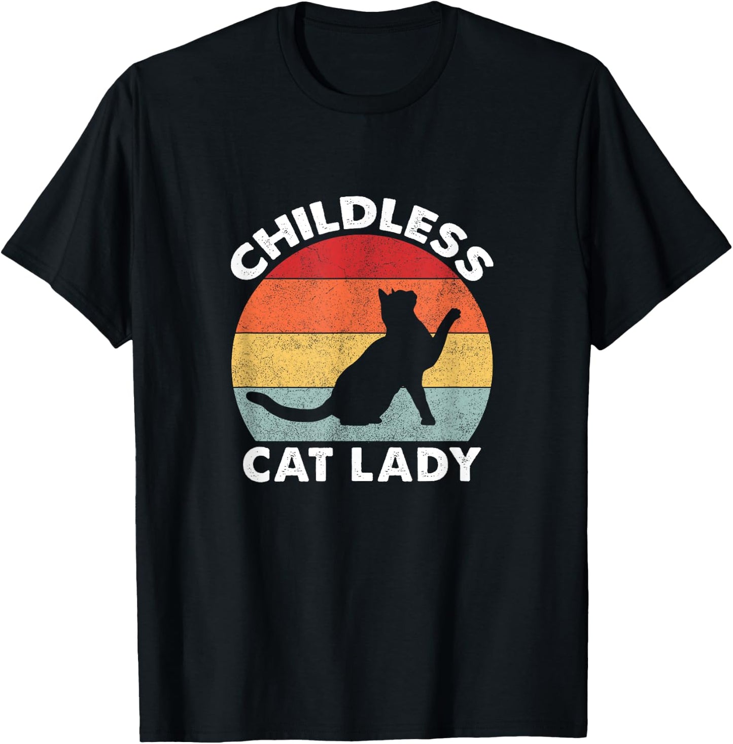 Vintage Childless Cat Lady T-Shirt - T-Shirt | Black