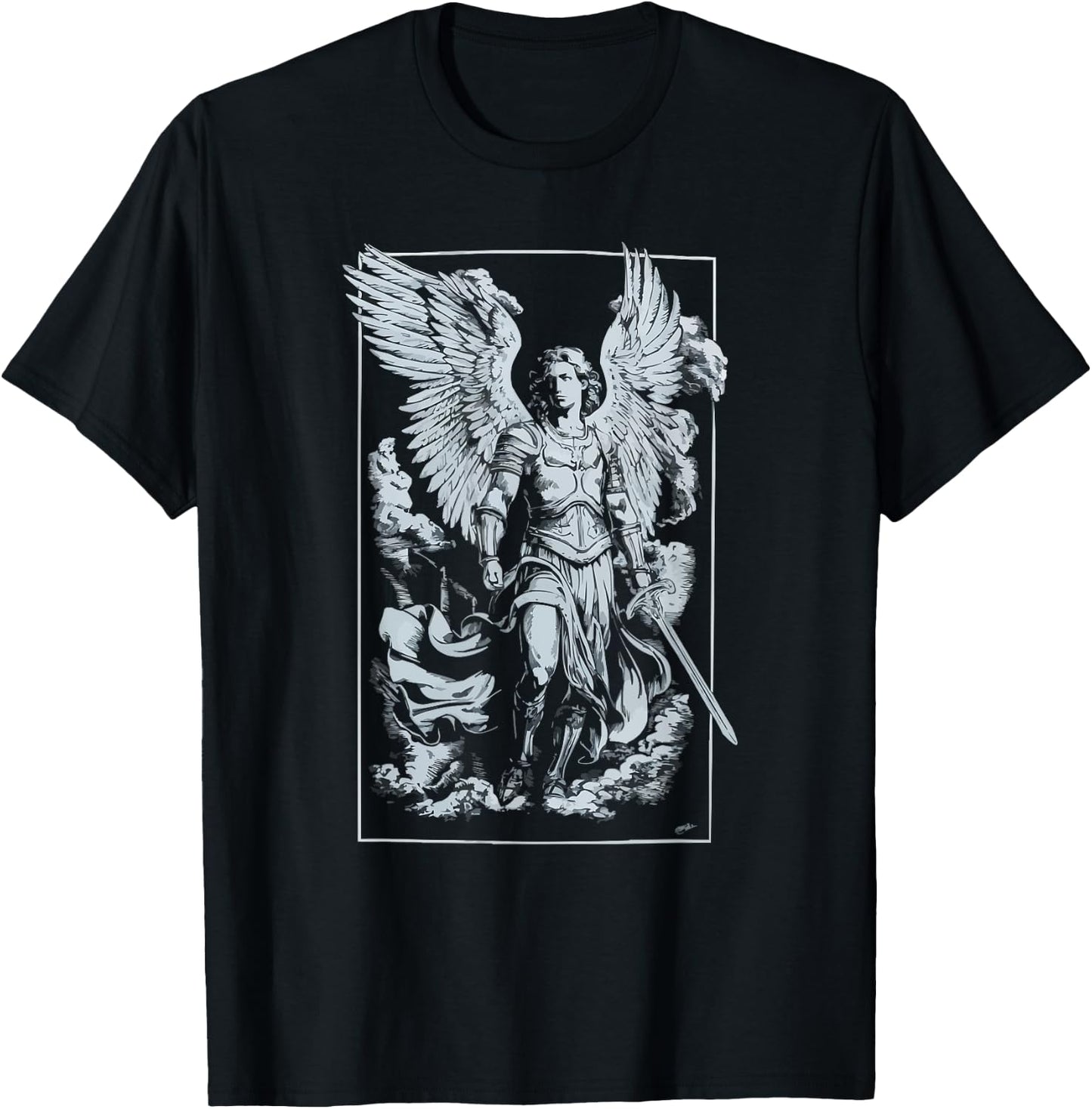 Archangel Catholic Religion Christianity Guardian Angel T-Shirt - T-Shirt | Black