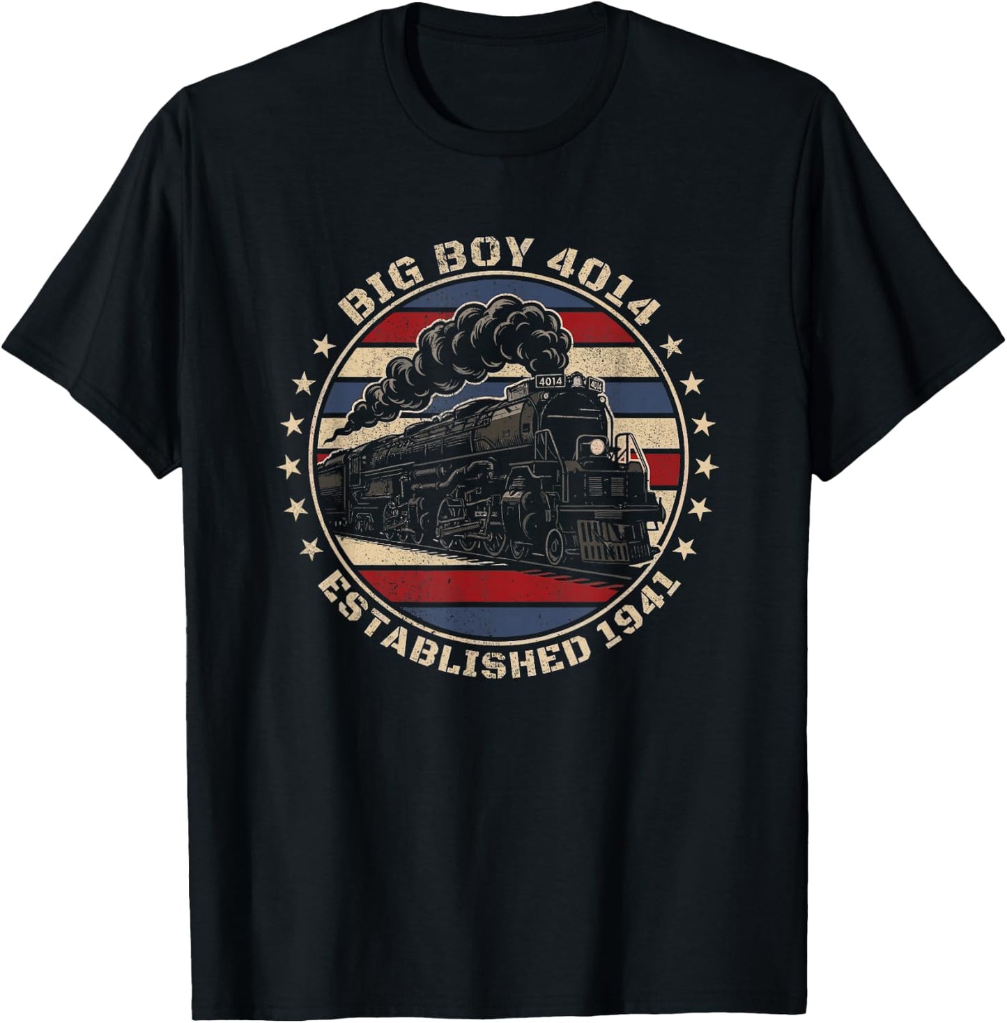Big Boy 4014 Train Engineer Steam Train Conductor American T-Shirt - T-Shirt | Black