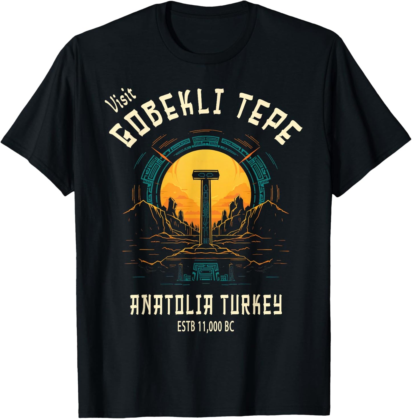 Gobekli Tepe Souvenirs and Memento Store Gobekli Tepe , -Adults, Black, Small, Short Sleeve T-Shirt - T-Shirt | Black