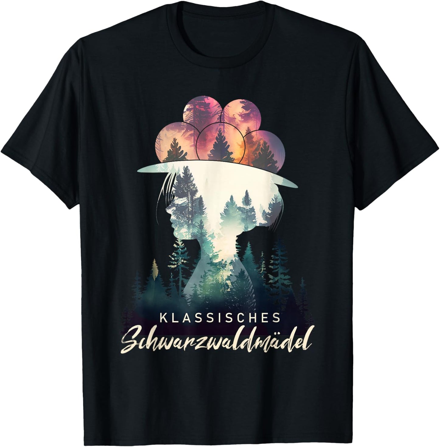Classic Black Forest Girl Black Forest Maidli Bollenhut , black T-Shirt - T-Shirt | Black