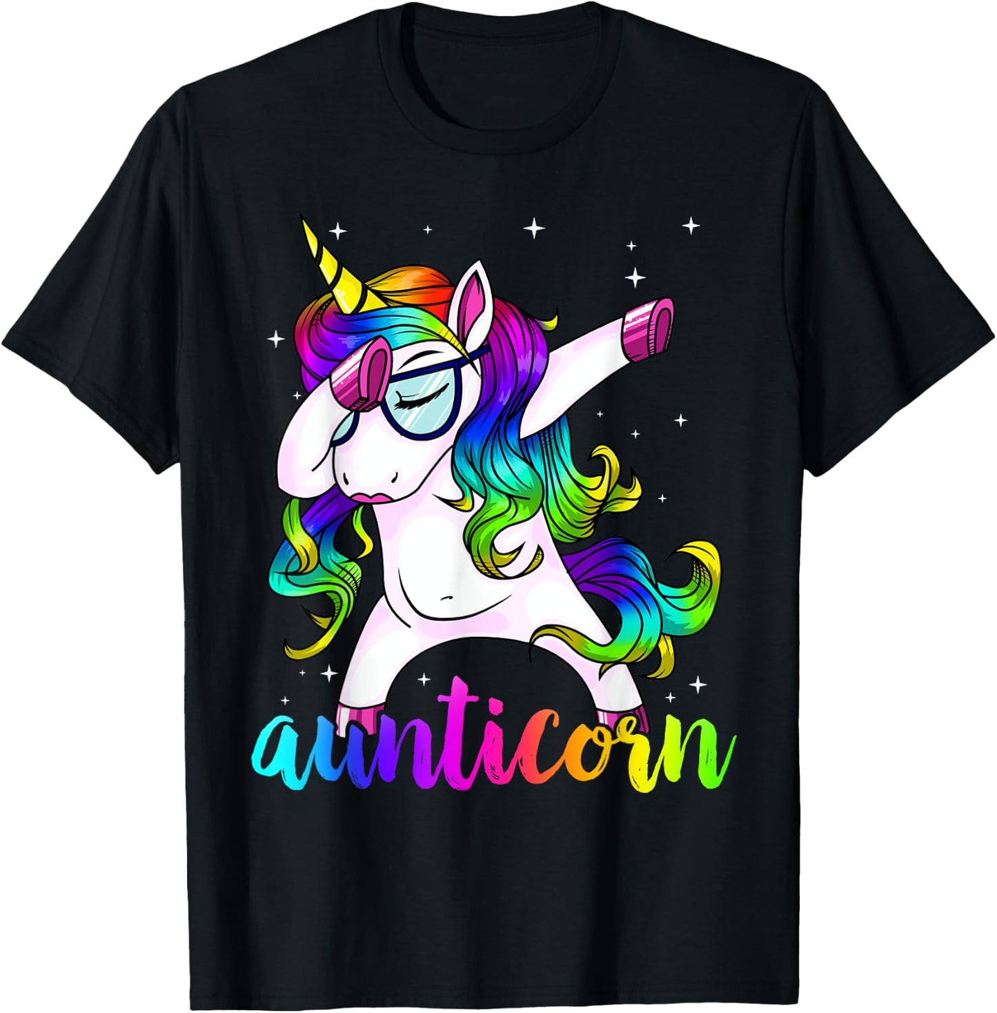 Aunticorn Aunty Dabbing Unicorn Auntie Aunt Christmas Gift T-Shirt - T-Shirt | Black