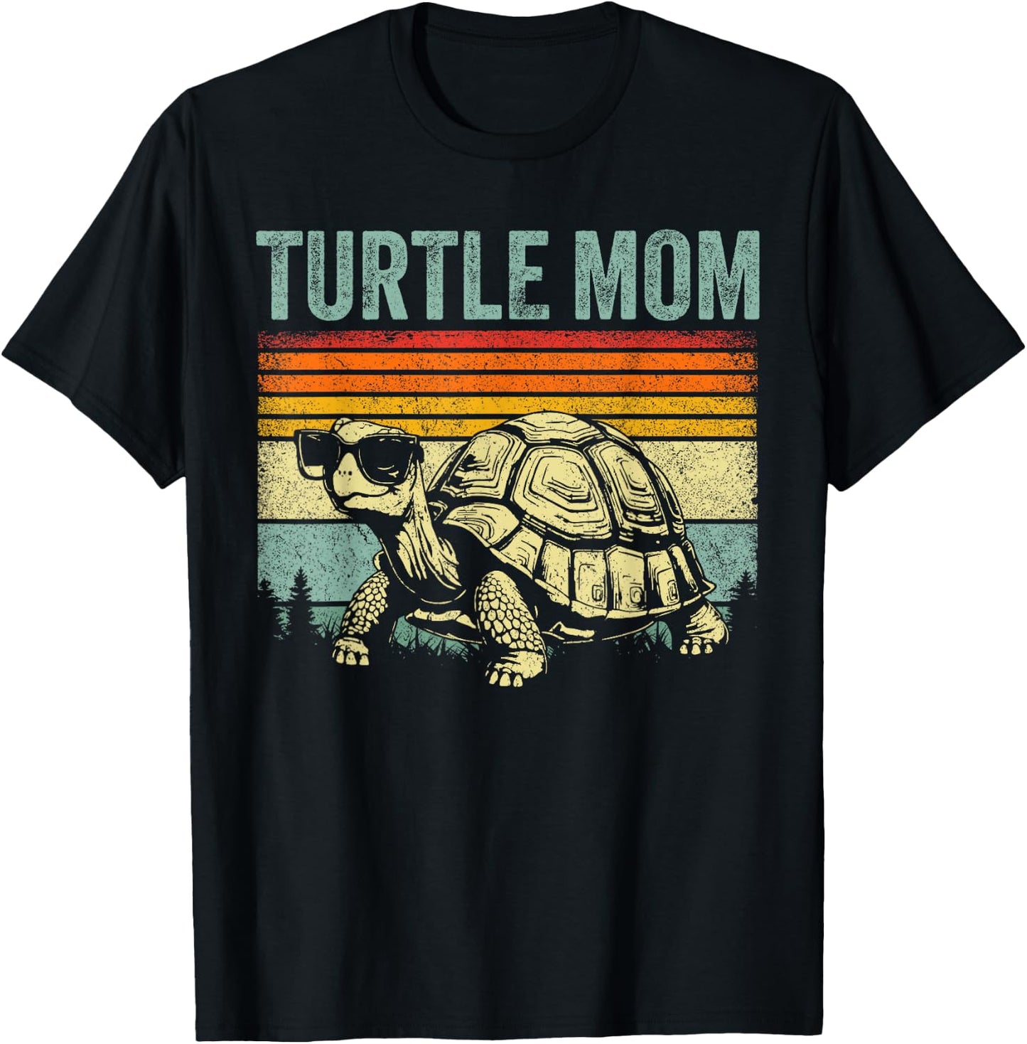Vintage Turtle Mom Turtle Lovers Tortoise Mommy Mother's Day T-Shirt - T-Shirt | Black