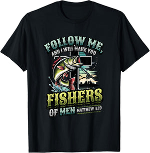 I Will Make You Fishers Of Men Fisherman Religious Fishing T-Shirt - T-Shirt | Black