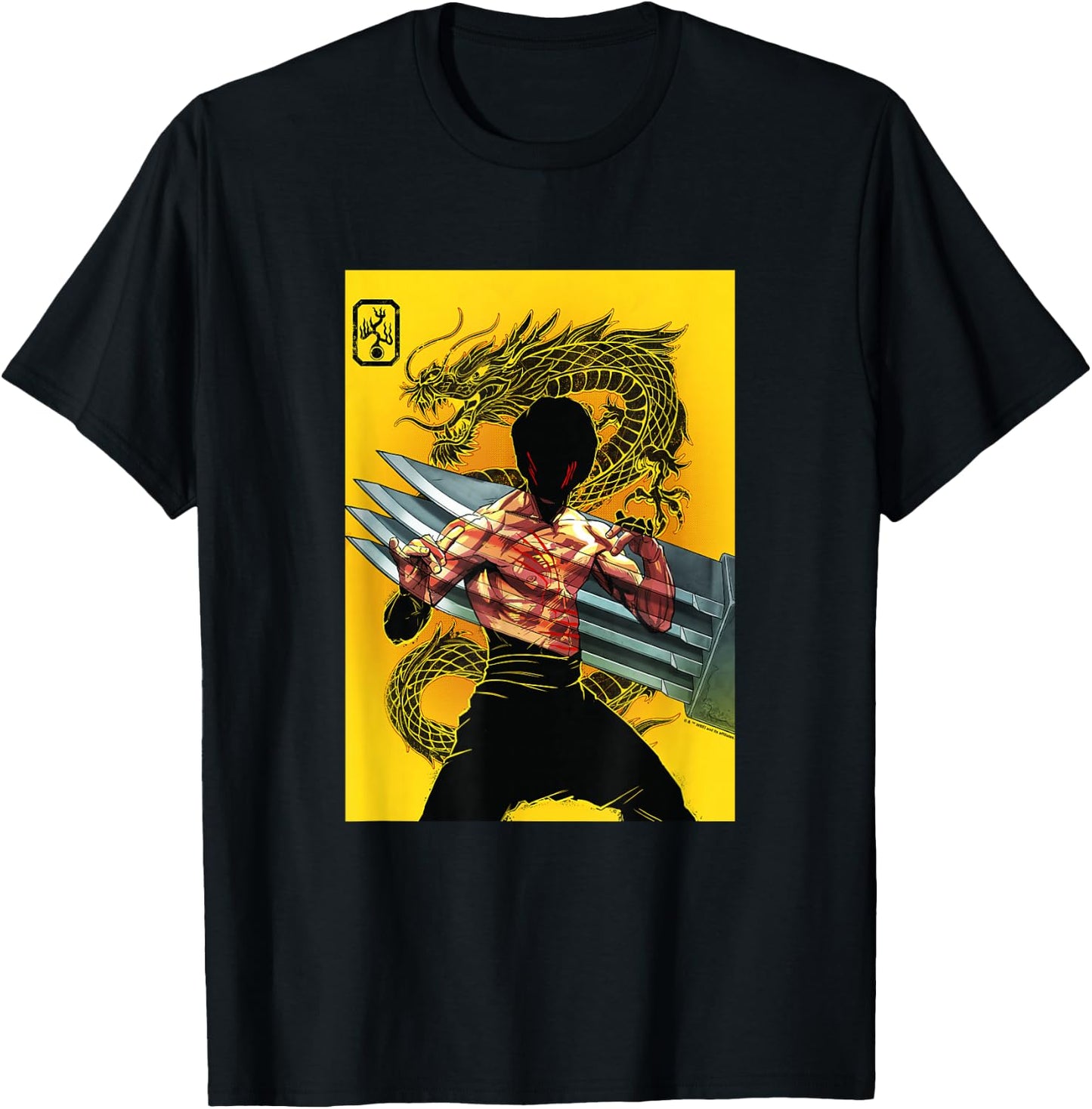 WB100 Enter The Dragon Bruce Lee Metal Claw Yellow Poster T-Shirt - T-Shirt | Black