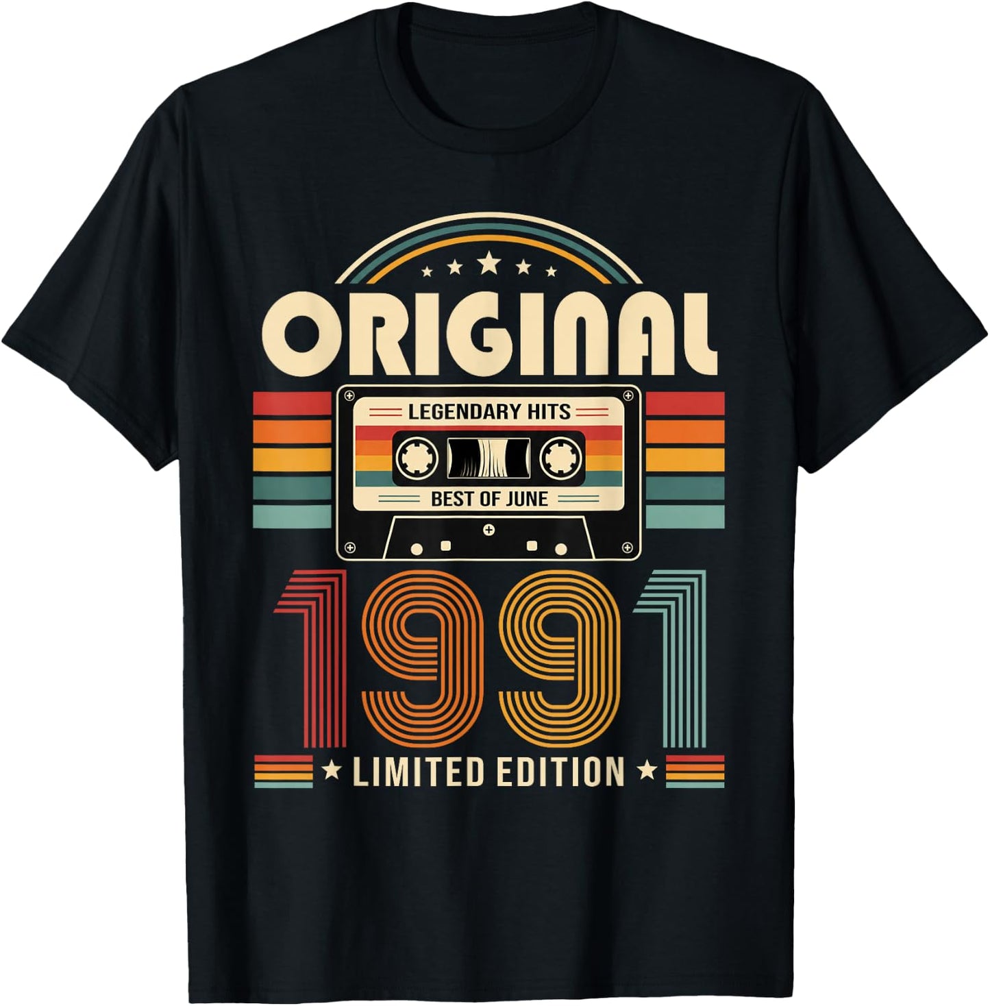 35e Anniversaire Cadeau Homme Juin 1991 Cassette T-Shirt - T-Shirt | Black